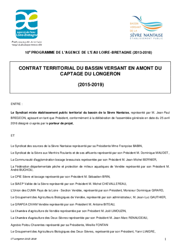 Contrat territorial du bassin versant en amont du captage du Longeron - application/pdf