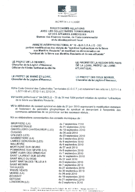 Statuts du syndicat hydraulique de la Sèvre aux Menhirs Roulants - application/pdf