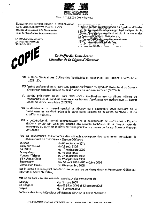Statuts du syndicat mixte à la carte des Sources de la Sèvre Nantaise - application/pdf
