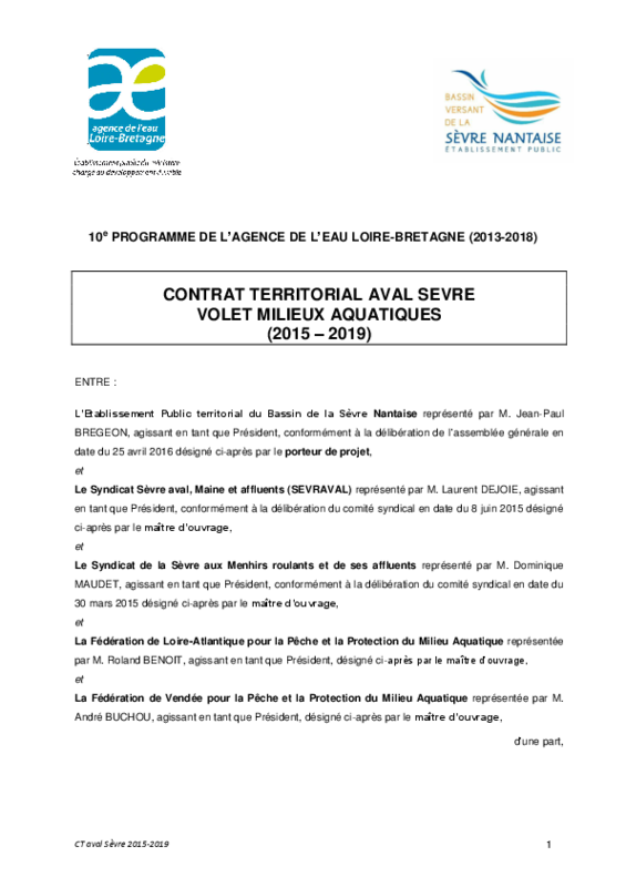 Contrat territorial milieux aquatique aval Sèvre - application/pdf