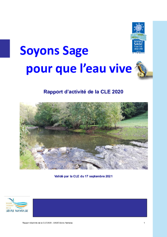 Rapport d'activité 2020 de la Commission Locale de l'Eau (CLE) du SAGE Sèvre nantaise - application/pdf