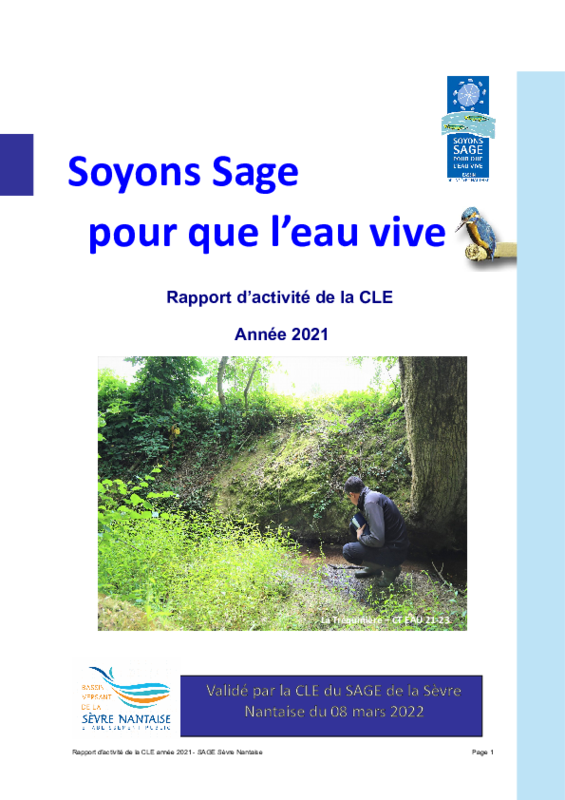 Rapport d'activité 2021 de la Commission Locale de l'Eau (CLE) du SAGE de la Sèvre Nantaise - application/pdf